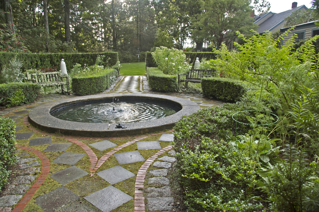 garden with fountain