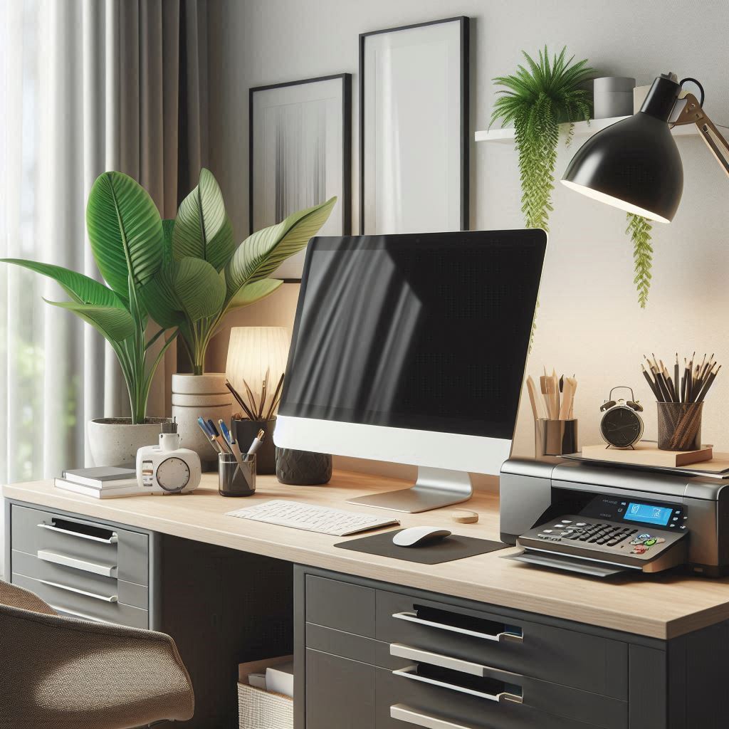 computer and fax machine